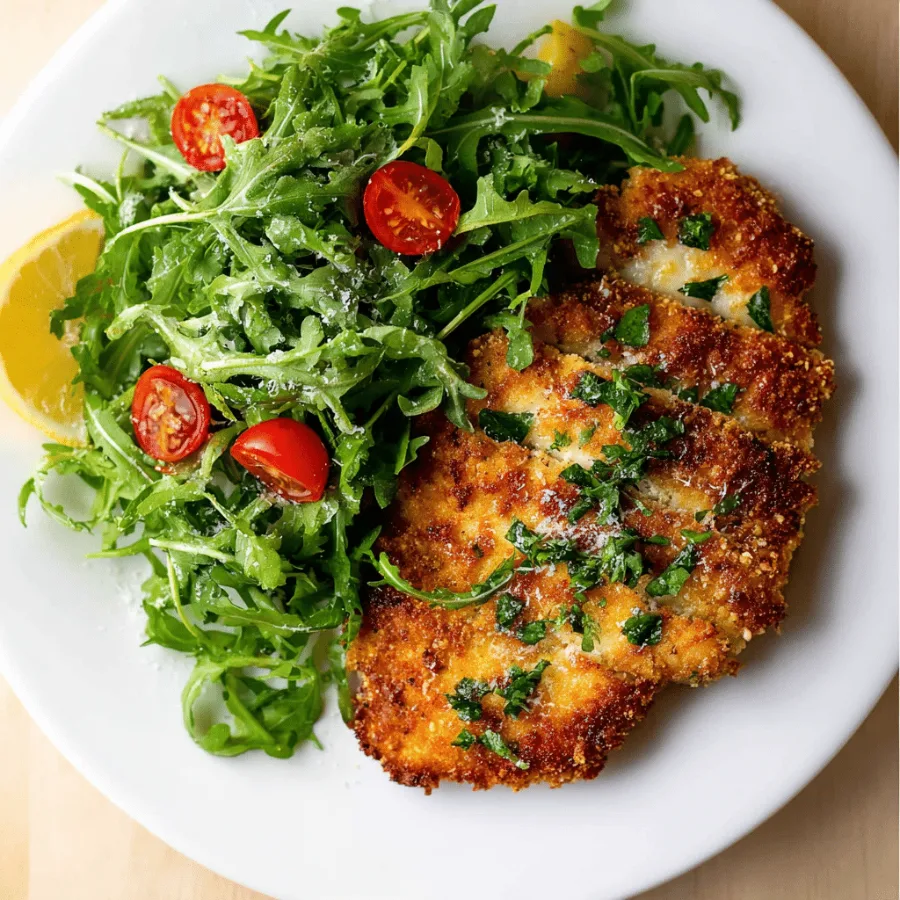 Pollo Crispy con rucula al limon