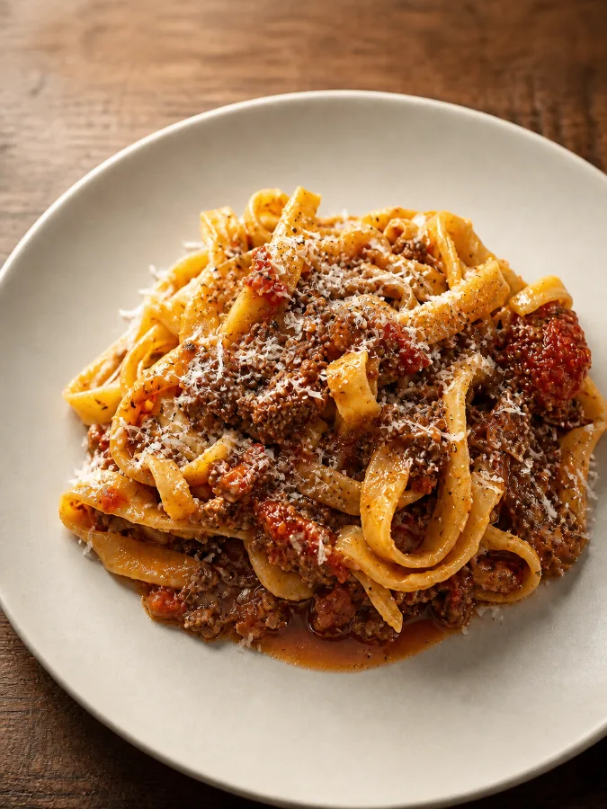 Fettuccine con albondigas y salsa roja (opcion sin gluten)